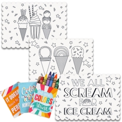 Ice Cream Scalloped Colour In Placemats w/Crayons for 6